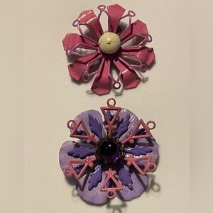 Vintage Inspired Enamel Flower Brooches